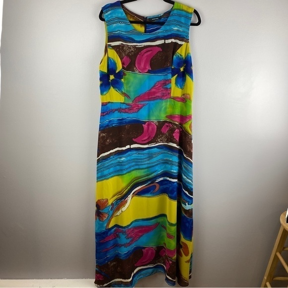 ALISON Sheri Multi Coloured Sleeveless Maxi Dress M/L - Picture 2 of 11